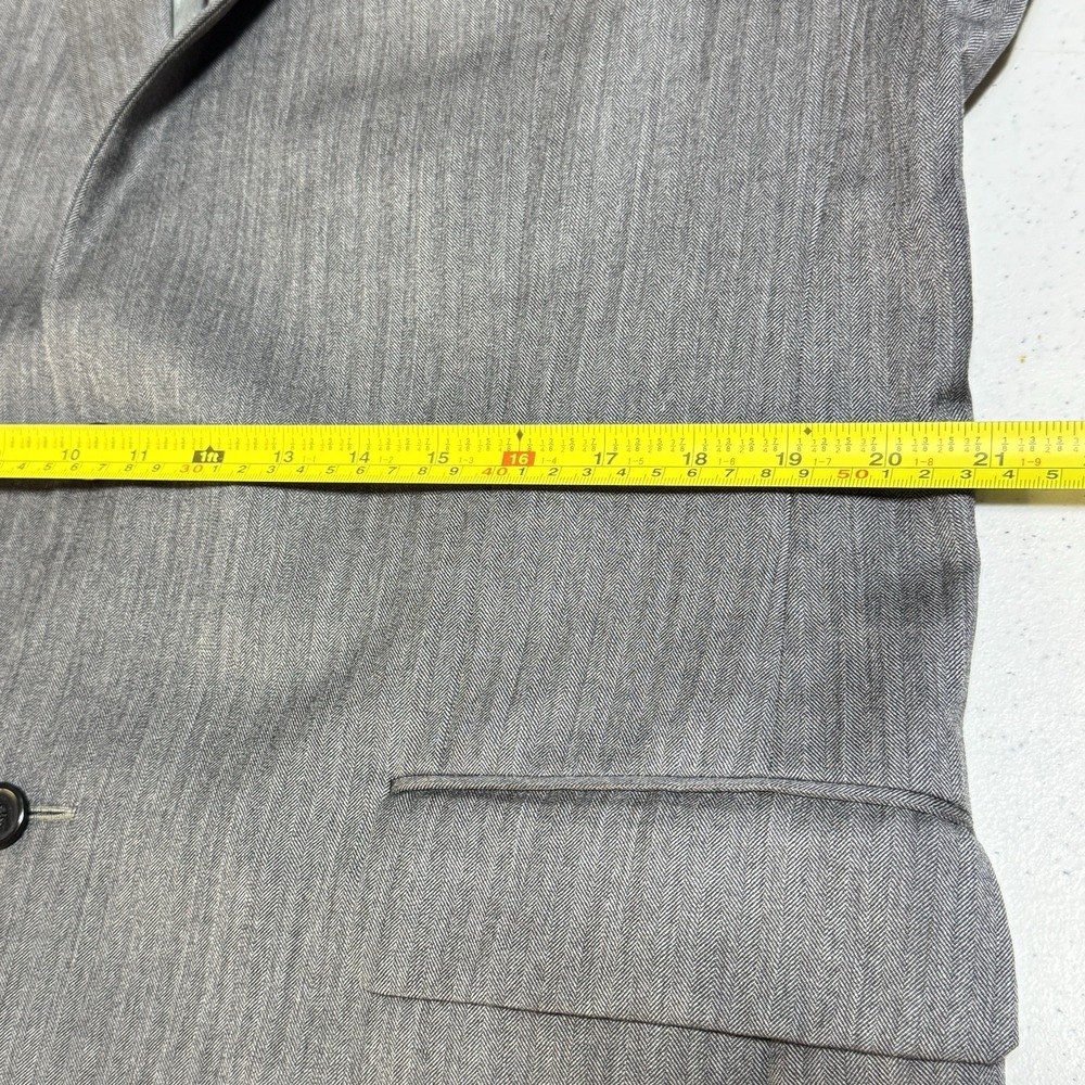 Jos. A. Bank Blazer Mens 42L Grey Wool Herringbone Tailored Signature Collection - Picture 6 of 8